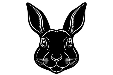 Rabbit head black silhouette vector, Simple silhouette Design vector icon with white background
