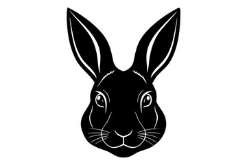 Rabbit head black silhouette vector, Simple silhouette Design vector icon with white background