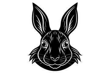Rabbit head black silhouette vector, Simple silhouette Design vector icon with white background