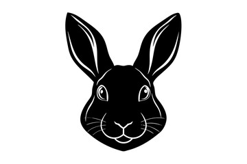 Rabbit head black silhouette vector, Simple silhouette Design vector icon with white background