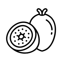 feijoa icon, fruits line art, fruits icon - simple black line art icon of feijoa perfect for logos, and fruits-themed designs.