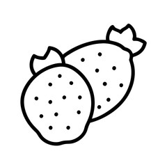 indian fig prickly pear icon, fruits line art, fruits icon - simple black line art icon of indian fig prickly pear perfect for logos, and fruits-themed designs.