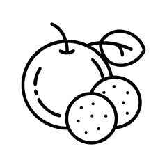 longan icon, fruits line art, fruits icon - simple black line art icon of longan perfect for logos, and fruits-themed designs.