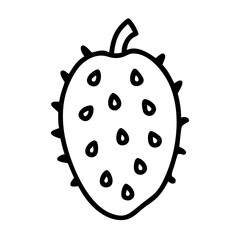 soursop icon, fruits line art, fruits icon - simple black line art icon of soursop perfect for logos, and fruits-themed designs.