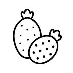 indian fig prickly pear icon, fruits line art, fruits icon - simple black line art icon of indian fig prickly pear perfect for logos, and fruits-themed designs.