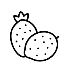 indian fig prickly pear icon, fruits line art, fruits icon - simple black line art icon of indian fig prickly pear perfect for logos, and fruits-themed designs.