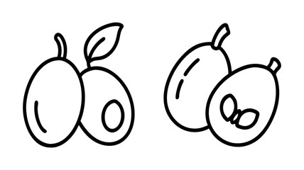 loquat icon, fruits line art, fruits icon - simple black line art icon of loquat perfect for logos, and fruits-themed designs.