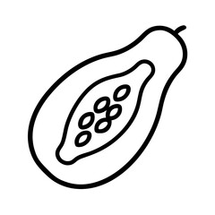 pawpaw icon, fruits line art, fruits icon - simple black line art icon of pawpaw perfect for logos, and fruits-themed designs.