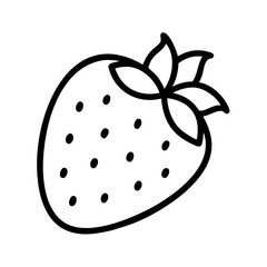 strawberry icon, fruits line art, fruits icon - simple black line art icon of strawberry perfect for logos, and fruits-themed designs.