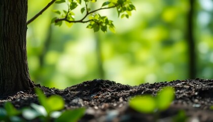 Green  Moss on the ground in a forest