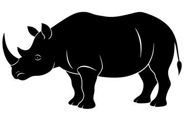 rhinoceros black silhouette vector, Simple silhouette Design vector icon with white background