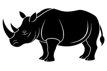 rhinoceros black silhouette vector, Simple silhouette Design vector icon with white background