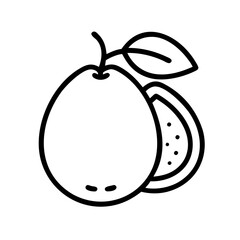 pomelo icon, fruits line art, fruits icon - simple black line art icon of pomelo perfect for logos, and fruits-themed designs.