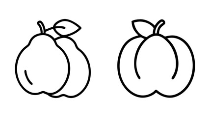 quince icon, fruits line art, fruits icon - simple black line art icon of quince perfect for logos, and fruits-themed designs.