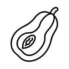 pawpaw icon, fruits line art, fruits icon - simple black line art icon of pawpaw perfect for logos, and fruits-themed designs.