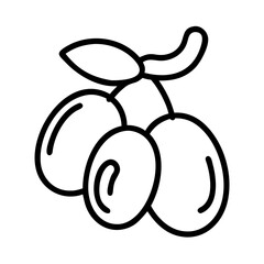 jujube icon, fruits line art, fruits icon - simple black line art icon of jujube perfect for logos, and fruits-themed designs.
