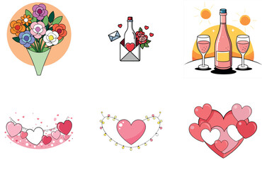 Fototapeta premium Sweet Valentine Bundle - A Romantic Heart Collection Icons 