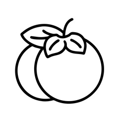 fuyu persimmon icon, fruits line art, fruits icon - simple black line art icon of fuyu persimmon perfect for logos, and fruits-themed designs.