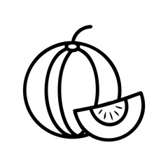 honeydew melon icon, fruits line art, fruits icon - simple black line art icon of honeydew melon perfect for logos, and fruits-themed designs.