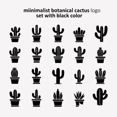 Flat cactus icon set. Nature elements illustration.