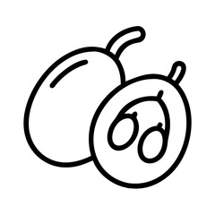 loquat icon, fruits line art, fruits icon - simple black line art icon of loquat perfect for logos, and fruits-themed designs.