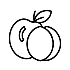 apricot icon, fruits line art, fruits icon - simple black line art icon of apricot perfect for logos, and fruits-themed designs.