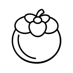 mangosteen icon, fruits line art, fruits icon - simple black line art icon of mangosteen perfect for logos, and fruits-themed designs.