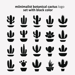 Vector collection of black hand drawn cactus sketch collection isolated on white background