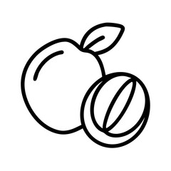 sapodilla icon, fruits line art, fruits icon - simple black line art icon of sapodilla perfect for logos, and fruits-themed designs.