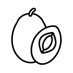lucuma icon, fruits line art, fruits icon - simple black line art icon of lucuma perfect for logos, and fruits-themed designs.