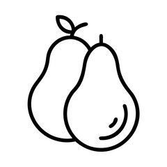 pear icon, fruits line art, fruits icon - simple black line art icon of pear perfect for logos, and fruits-themed designs.