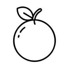 orange icon, fruits line art, fruits icon - simple black line art icon of orange perfect for logos, and fruits-themed designs.