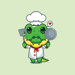 chef crocodile mascot cartoon character