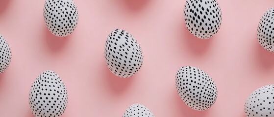 Patterned Eggs on Pink Background: Modern Minimalist Design