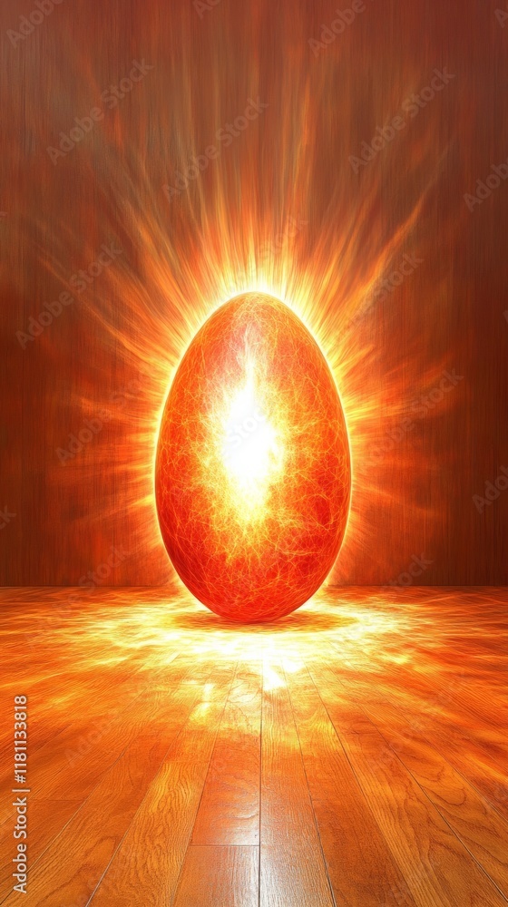 Poster glowing easter egg radiating vibrant light in a serene setting with space for text