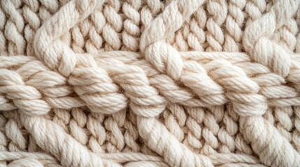 Creamy Knit Texture: A Close-Up of Intricate Cable Knit