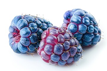 High Definition Picture of Fresh Ripe Blue Raspberry on White Background