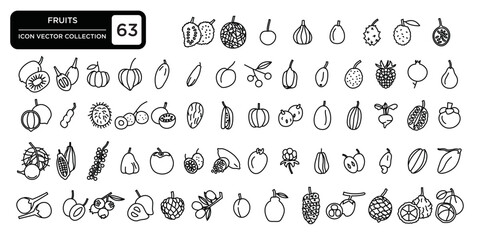 Fruits icons collection, editable and resizable vector icon templates.