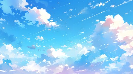Cute anime clouds in the sky, designed for a cheerful game background
