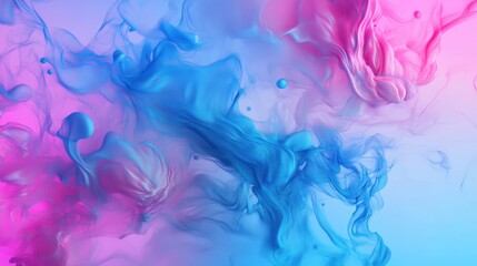 Abstract Swirling Blue and Pink Ink in Water