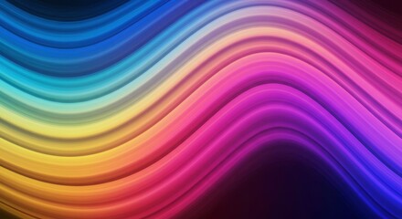 Obraz premium Rainbow Wave Abstract: Vibrant, flowing lines of rainbow hues create a dynamic and energetic abstract background, perfect for adding a modern and colorful touch to any project. 