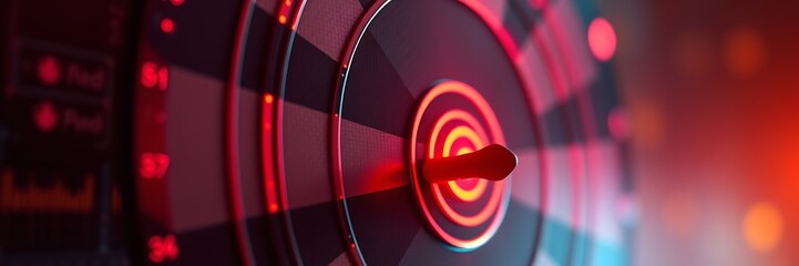 close up of dart flying toward center of target. business targeting and winning goals business concepts.