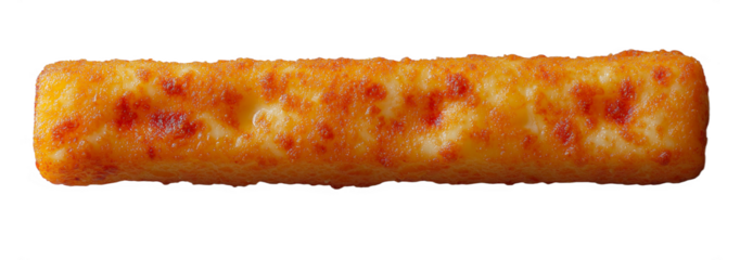 Cheesy snack stick isolated on transparent background.