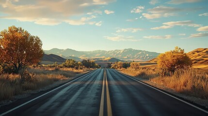 Fototapeta premium Road Trip in a Nature Landscape in Ultra High-Resolution 16K