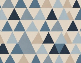 Geometric Triangle Pattern, Abstract Blue and Beige Triangles Seamless Texture, Modern Minimalist Design