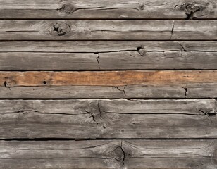 Obraz premium Rustic Weathered Gray Wood Planks Texture: Authentic, Aged Wooden Background with a Brown Accented Plank
