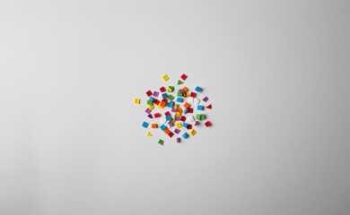 A whimsical scene with colorful confetti raining down from a vibrant sky over a field of flowers, creating a joyful and celebratory atmosphere.