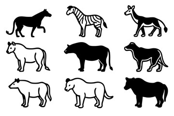 Vector Wild Animal Set Icon - Collection of Animal Illustrations