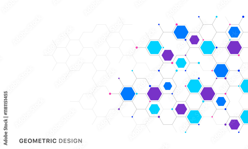 Poster Graphic design element with abstract geometric background of simple hexagon pattern