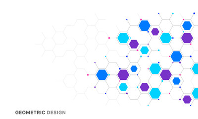 Graphic design element with abstract geometric background of simple hexagon pattern